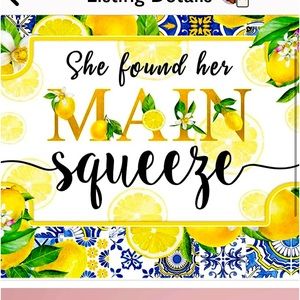 68" X 45" Lemon Bridal Shower Backdrop | She Found Her Main Squeeze